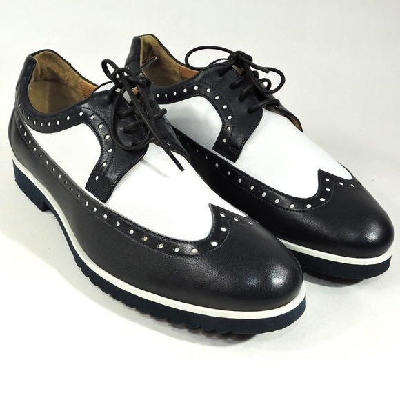 PAKERSON ?? MEN\'S BLUE & WHITE LEATHER FASHION OXFORD SHOES